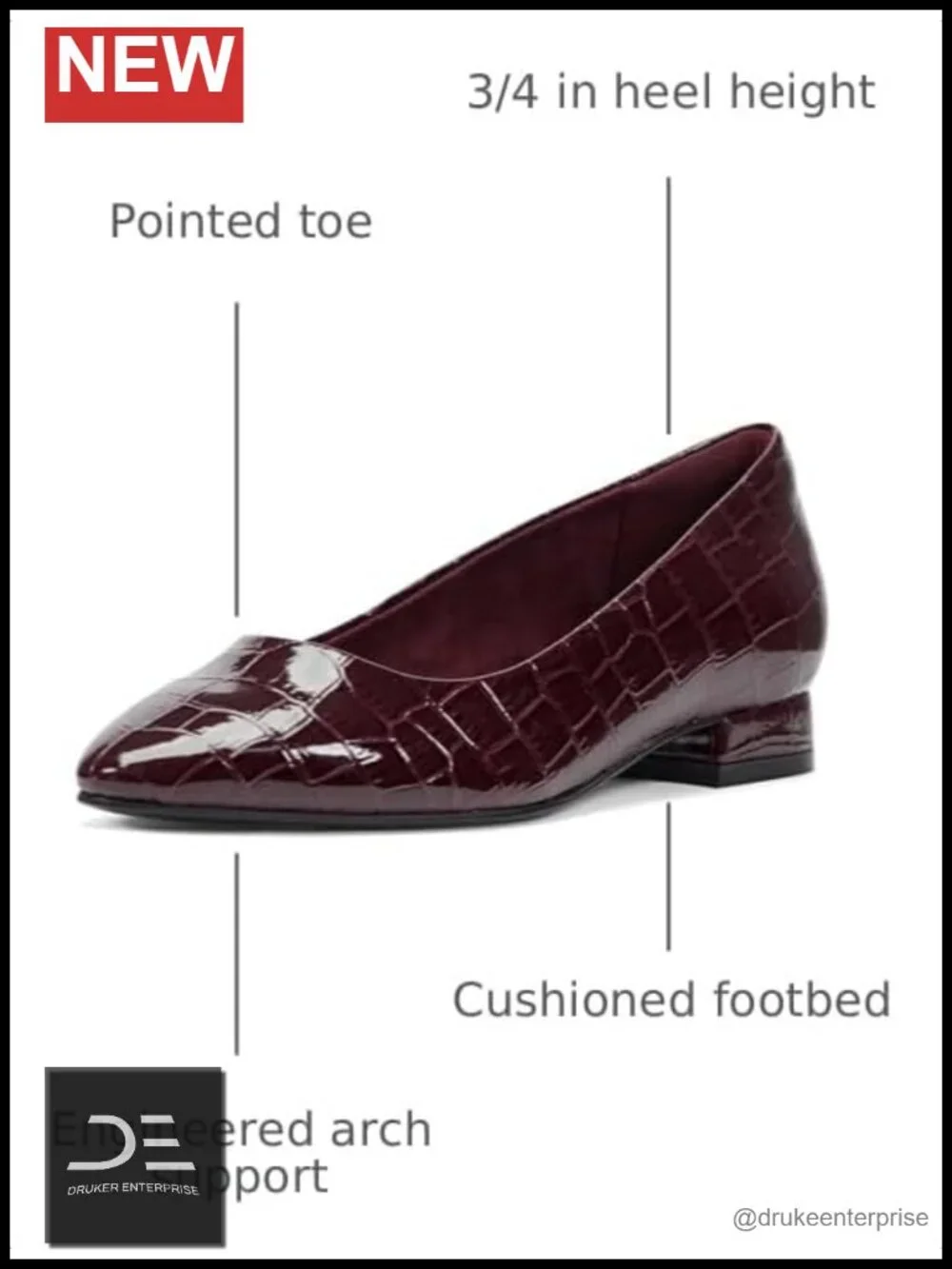 Rockport Women's Tessa Ballet Flats - Soft Leather, Arch Support, Cushioned